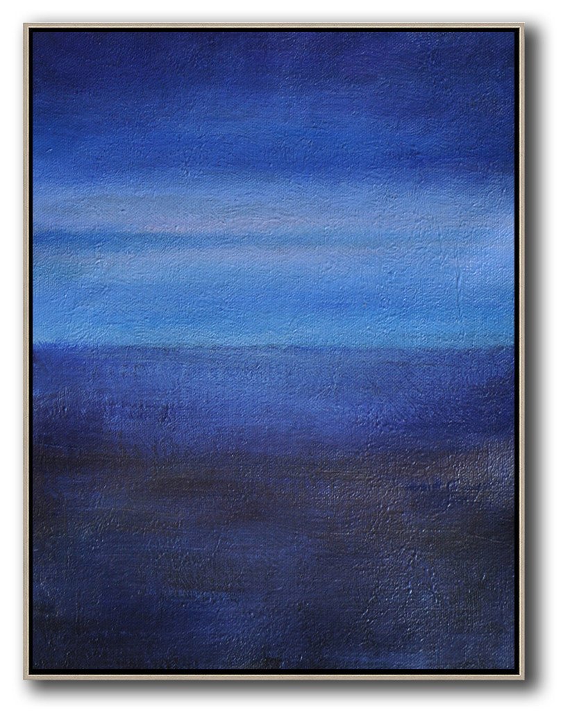 Handmade Large Painting,Oversized Abstract Landscape Painting,Large Contemporary Art Canvas Painting,Dark Blue,Blue,White.etc
